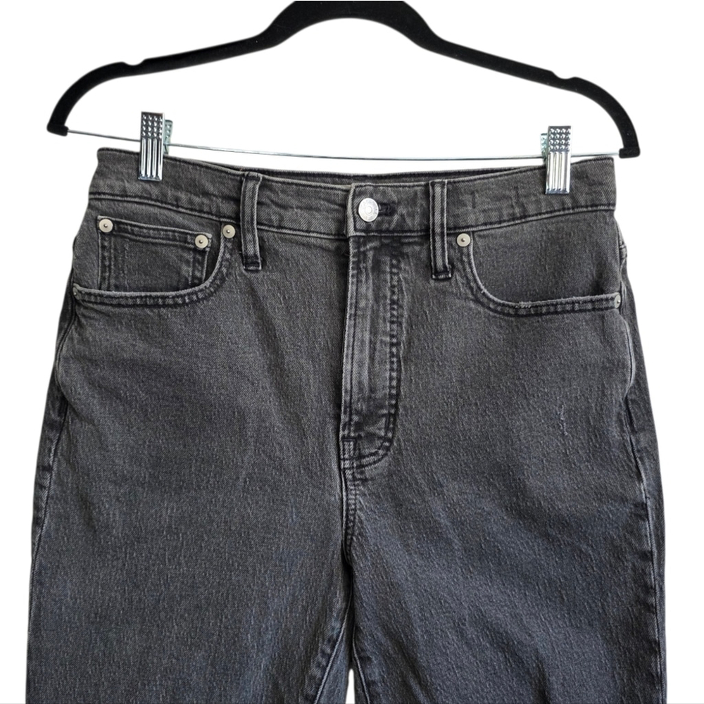 Madewell High Rise Black Distressed Straight Leg Jeans The Perfect Vintage Jean - Picture 5 of 12